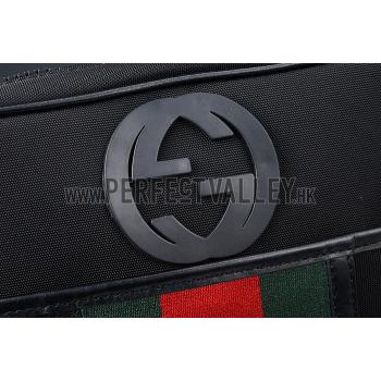 Cheap Gucci Canvas Shoulder Bag Black with Web Detail