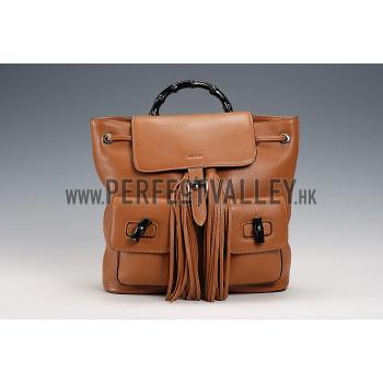 Gucci Bamboo Leather Backpack Brown