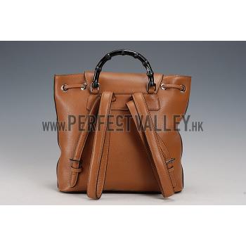 Gucci Bamboo Leather Backpack Brown