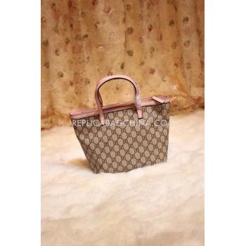 Gucci Bird Pattern Brown Shopping Bag Calfskin Handbag