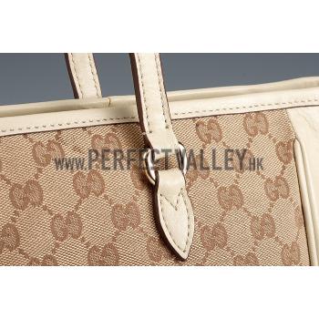 Gucci GG Supreme Canvas And Beige Leather Tote 18926776