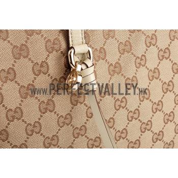 Gucci GG Supreme Canvas And Beige Leather Tote 18926776