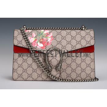 Gucci Dionysus Blooms GG Supreme Canvas And Dark Red Suede Trim Small Bag 18926787