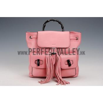 Gucci Bamboo Leather Backpack Pink