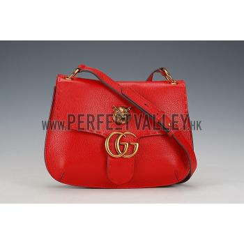 Gucci Marmont Leather Shoulder Bag Red