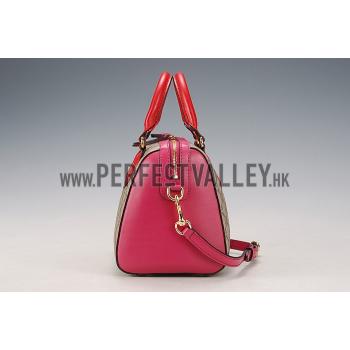 Gucci Boston Supreme Canvas Shoulder Bag Red & Fuchsia