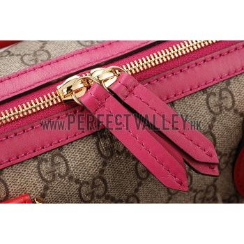 Gucci Boston Supreme Canvas Shoulder Bag Red & Fuchsia