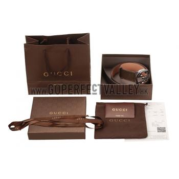 Gucci Brown Leather Belt with G Interlocking Buckle