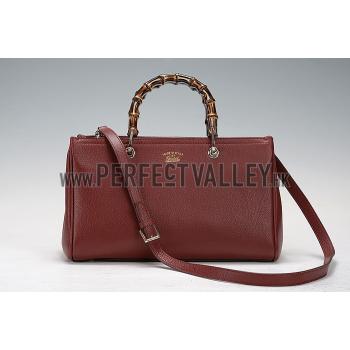 Cheap Gucci Bamboo Shopper Leather Small Tote Burgundy  607317