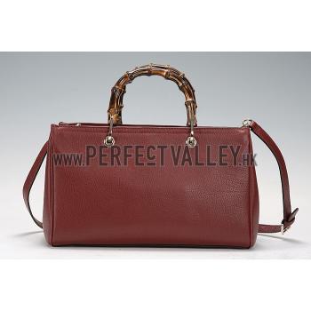 Cheap Gucci Bamboo Shopper Leather Small Tote Burgundy  607317