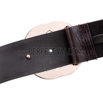 Gucci  Brown Leather Trim Interlocking Brass G Buckle Monogram Belt