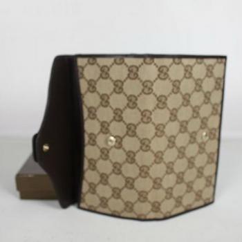 Gucci Wallet 240430 Coffee Canvas Wallet