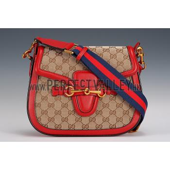 Gucci Lady Web GG Canvas And Red Leather Medium Bag  18926783