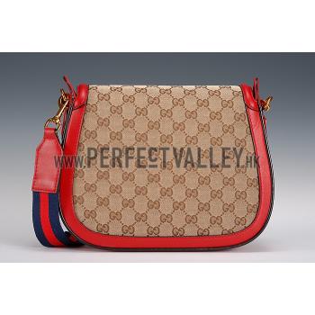 Gucci Lady Web GG Canvas And Red Leather Medium Bag  18926783