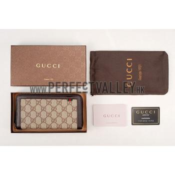 Gucci Supreme Canvas Wallet With Brown Leather Trim