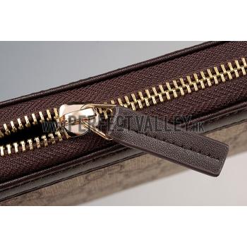 Gucci Supreme Canvas Wallet With Brown Leather Trim