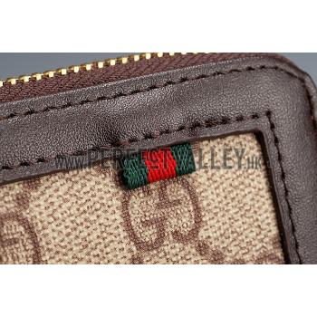 Gucci Supreme Canvas Wallet With Brown Leather Trim