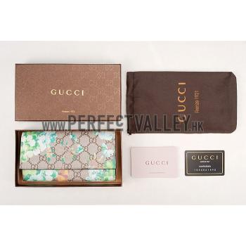 Replica Gucci Green Blooms Supreme Canvas Wallet