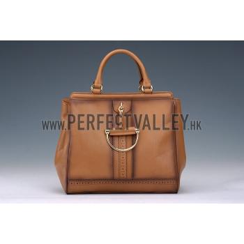 Gucci Duilio Brogue Tan Leather  Handle Bag