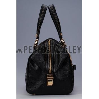 Replica Gucci Aviatrix Medium Black Ostrich Leather Boston Bag