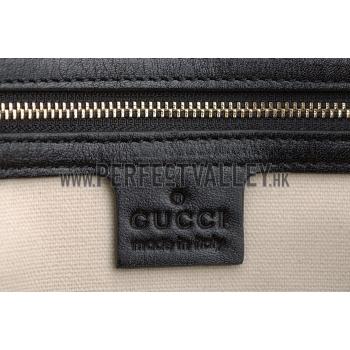 Gucci Duilio Brogue Boston Black Leather Bag