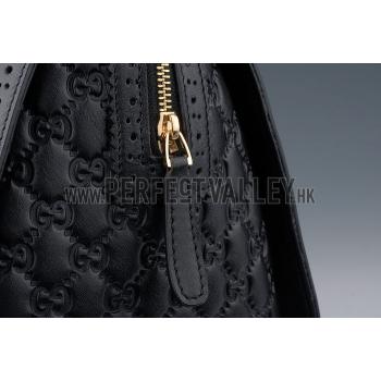 Gucci Duilio Brogue Boston Black Leather Bag