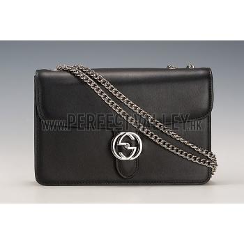 Gucci Interlocking Shoulder Bag Black Replica