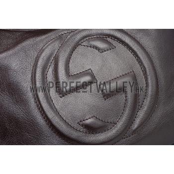 Cheap Gucci Soho Large Hobo with Embossed Interlocking G Dark Brown