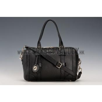 Gucci GG   Handle Leather Bag Black