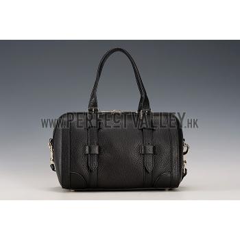 Gucci GG   Handle Leather Bag Black