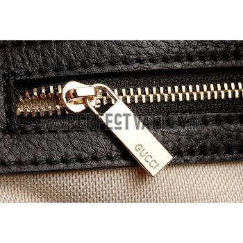 Gucci GG   Handle Leather Bag Black