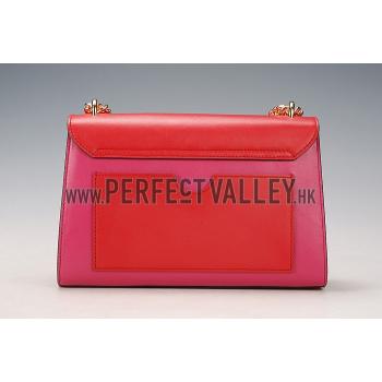 Gucci Padlock Leather Shoulder Bag Red & Fuchsia