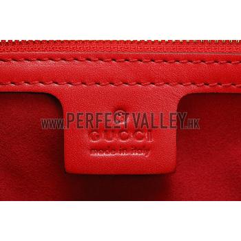 Gucci Padlock Leather Shoulder Bag Red & Fuchsia