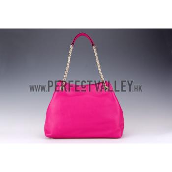 Gucci Large Soho Leather Shoulder Bag with Chain Straps Bright Pink