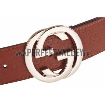 Gucci Belt with Interlocking G Buckle Brown