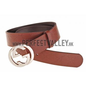 Gucci Belt with Interlocking G Buckle Brown