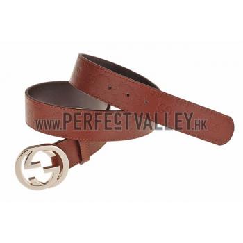 Gucci Belt with Interlocking G Buckle Brown