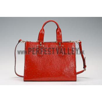 Gucci Red Ostrich Leather Work Bag 607335