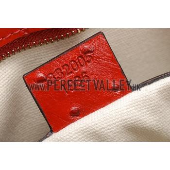 Gucci Red Ostrich Leather Work Bag 607335