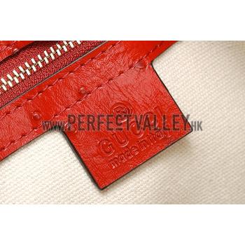 Gucci Red Ostrich Leather Work Bag 607335