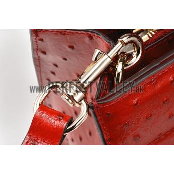 Gucci Red Ostrich Leather Work Bag 607335