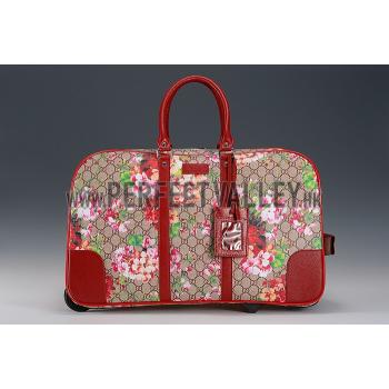 Gucci GG Supreme Blooms Red Print Wheeled Suitcase 18926977