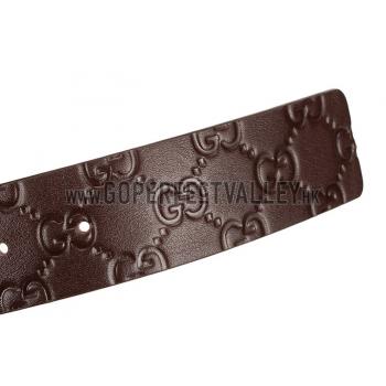 Guccissima Brown Leather Belt with Square Interlocking Buckle