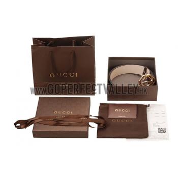 Guccissima Brown Leather Belt with Square Interlocking Buckle