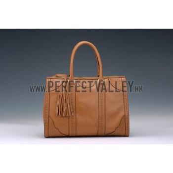 Gucci Duilio Brogue Tan Leather Tote