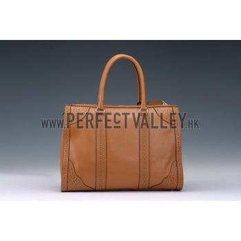 Gucci Duilio Brogue Tan Leather Tote