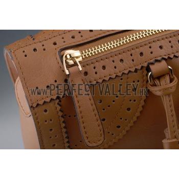 Gucci Duilio Brogue Tan Leather Tote