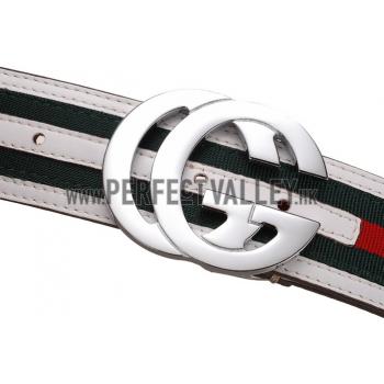 Gucci Web Leather Belt with Interlocking G Buckle