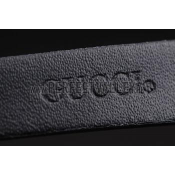 Gucci Polished Rose Gold Bezel Black Dial Black Leather Strap