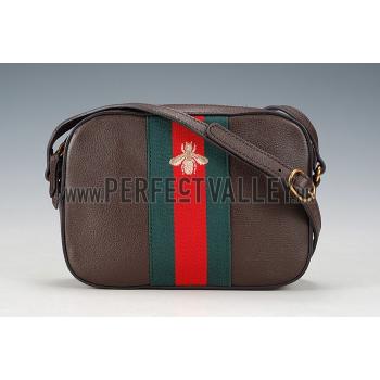 Gucci Bee Detail Brown Leather Bag Replica